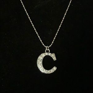 NWT Silver Rhinestone Letter C Initial Necklace